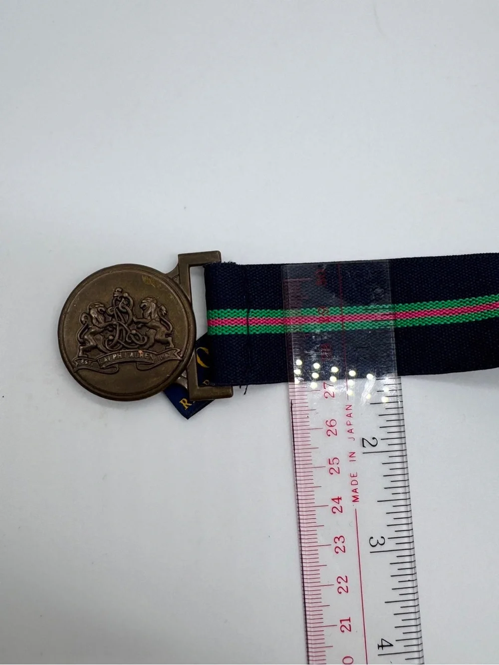 Polo Ralph Lauren Girls Belt Size 6X Navy Stretch Elastic Web Belt Crest Logo